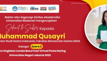 Prestasi Sdr. Muhammad Qusayri Mahasiswa Program Studi Sastra Indonesia, FBS UNAS