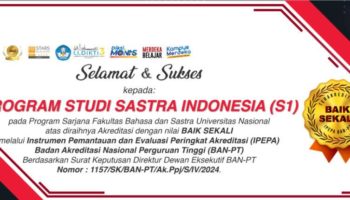 Selamat & Sukses Kepada Program Studi Sastra Indonesia (S1) Atas Diraihnya Akreditasi Dengan Nilai “BAIK SEKALI”