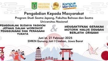 Pengabdian Kepada Masyarakat (PKM) Program Studi Sastra Jepang “Pengenalan Budaya Fashion Jepang dalam Workshop Penggunaan dan Peragaan Yakuta & Mengaktifkan Gerakan Motorik Halus dengan berlatih Origami”