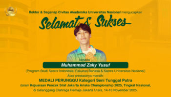 Selamat dan Sukses Kepada Muhammad Zaky Yusuf Mahasiswa Prodi Sastra Indonesia, FBSUNAS atas Prestasinya