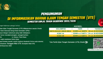 Informasi Ujian Tengah Semester (UTS) Bagi Mahasiswa Aktif Semester Ganjil Tahun Akademik 2025/2026