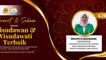 Selamat dan Sukses kepada Nisvisya Maharani, Mahasiswi Program Studi Sastra Jepang, Fakultas Bahasa dan Sastra Universitas Nasional